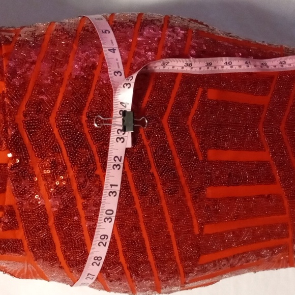 Glamorous Red Sequin Shiny V-Neck Mermaid Maxi Dress - Picture 12 of 13